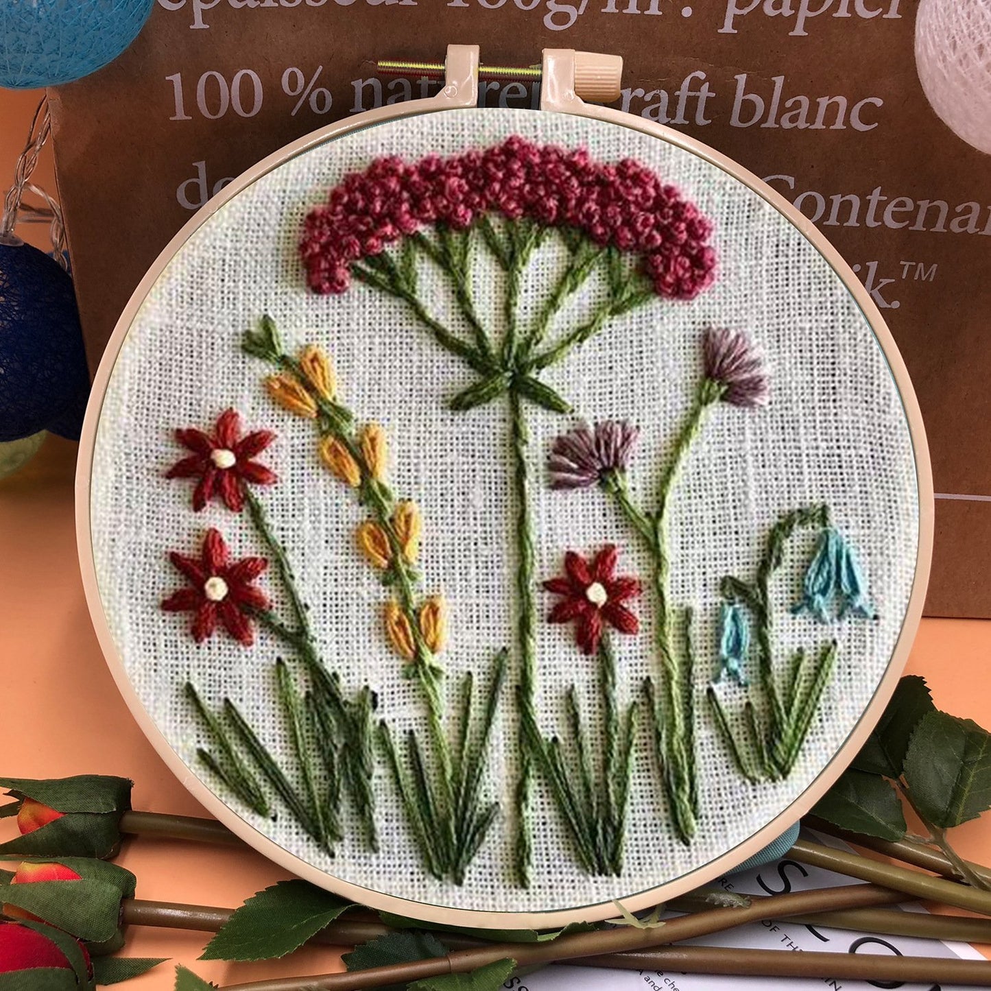 47% OFF - Perfect Gift - Embroidery Hoop Flower Kit for Beginner