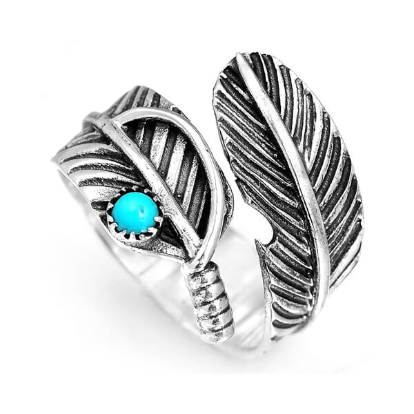 🔥 BIG SALE - 48% OFF🔥🔥🎁Boho Feather Turquoise Adjustable Ring