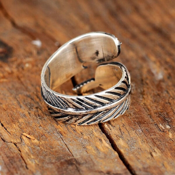 🔥 BIG SALE - 48% OFF🔥🔥🎁Boho Feather Turquoise Adjustable Ring