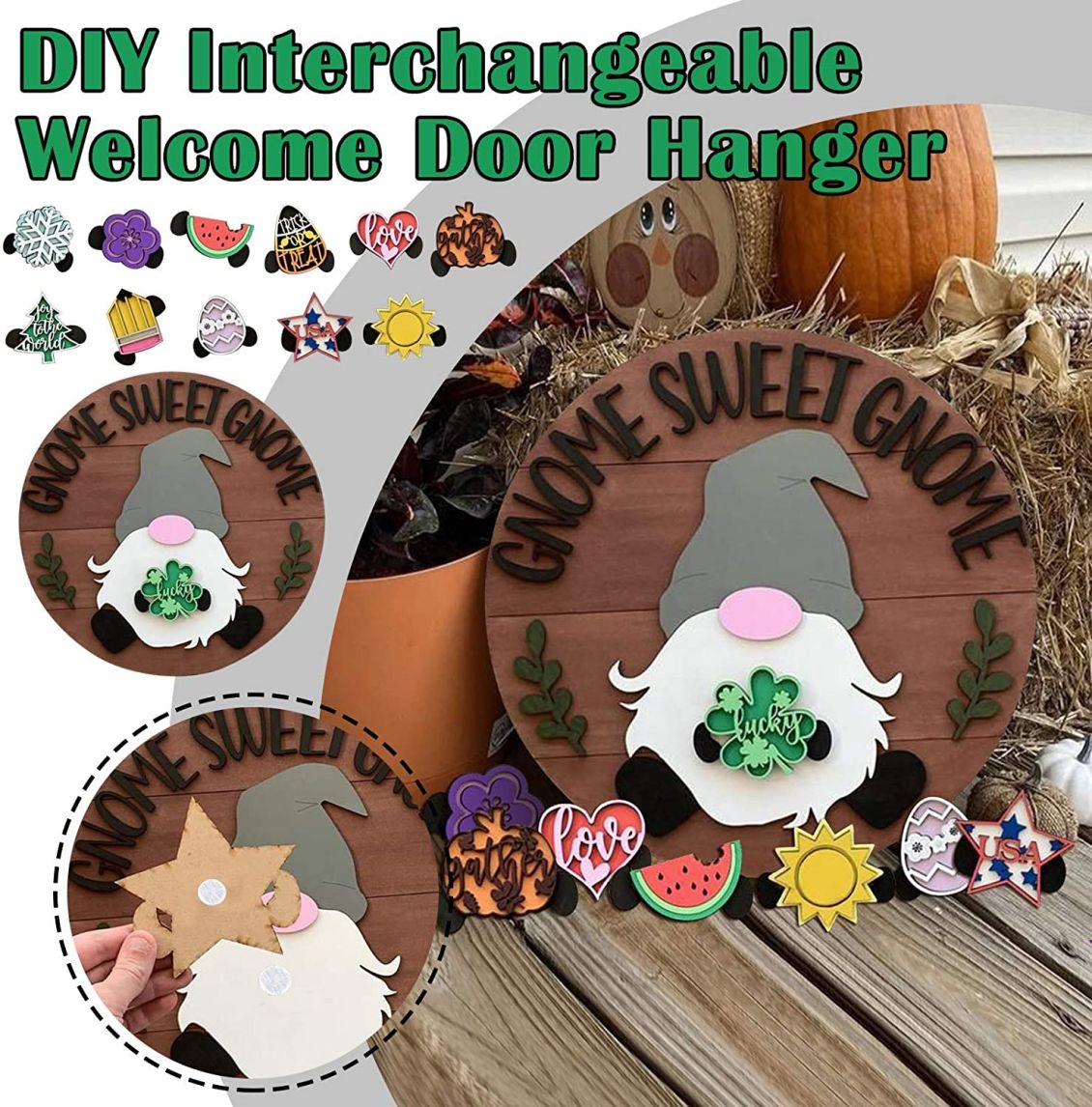 🔥 BIG SALE - 48% OFF🔥🔥 🎉-Cute 3D Seasonal Interchangeable Gnome Door Hanger